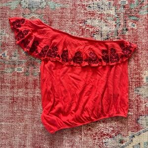Free People Off the Shoulder Embroidered Top Size S